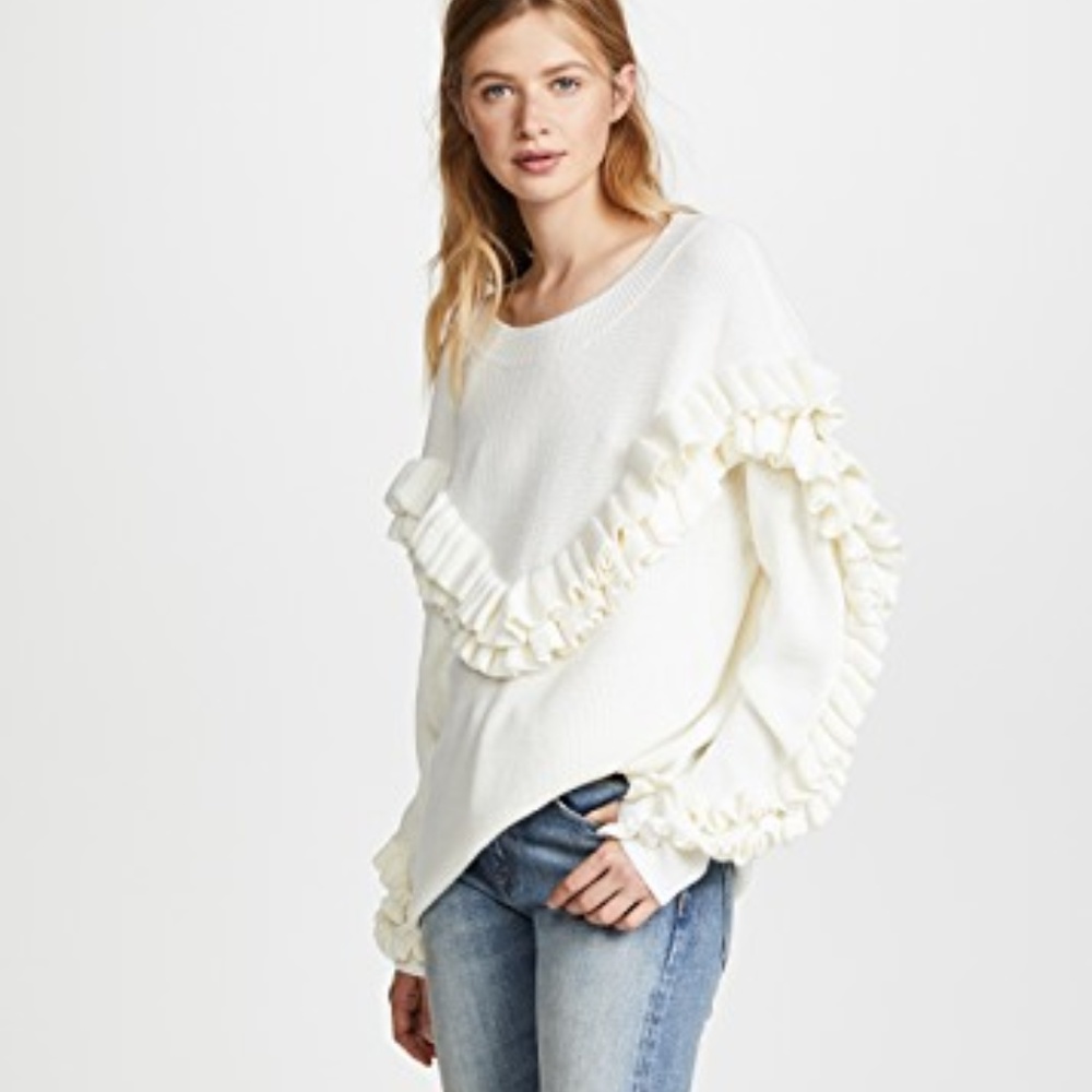 Frame Denim White Ruffle Sweater - Picture 3 of 7